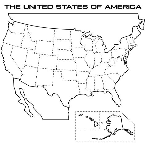 A blank map of the 50 states of the United States